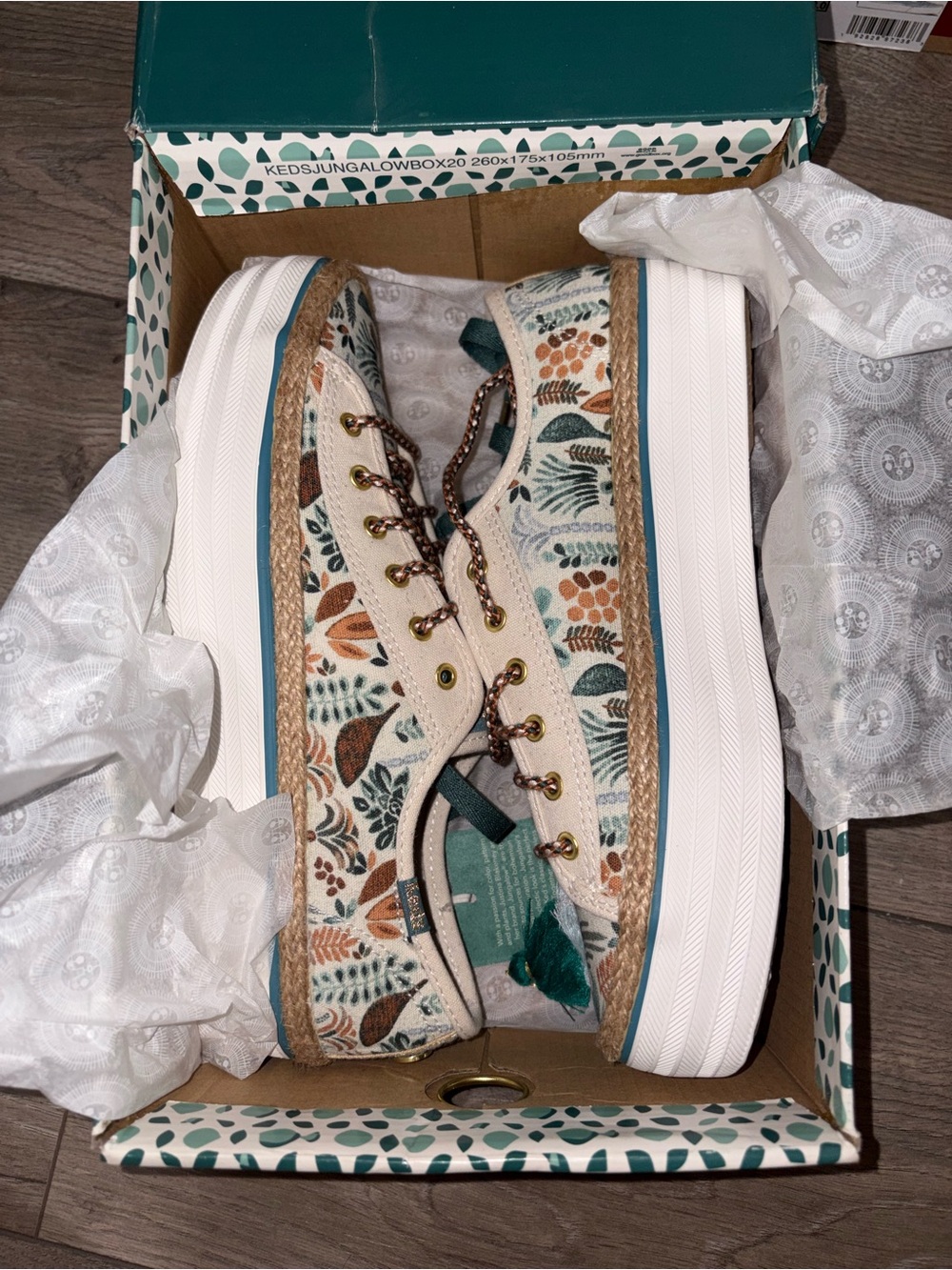 Keds Floral Canvas Platform Sneakers in Cream, Teal, Brown
